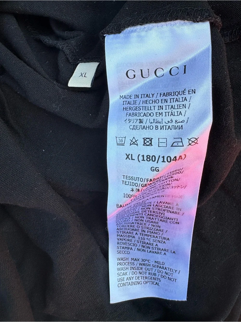 Gucci Black Short-Sleeve Tee with Light Gray Logo